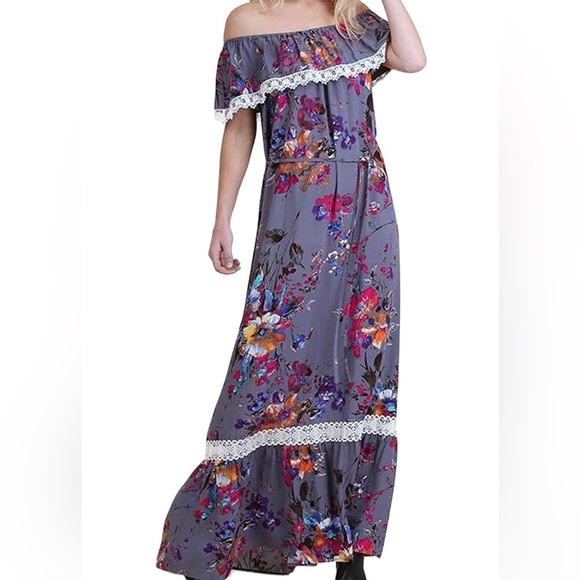 Umgee Dresses & Skirts - Umgee Maxi Purple Floral Dress Size S